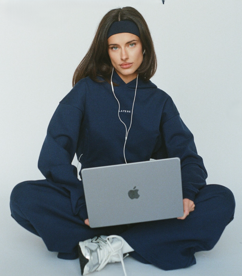 Layere hoodie and travel set made from natural fibers, designed for all-day comfort and breathable, toxin-free wear